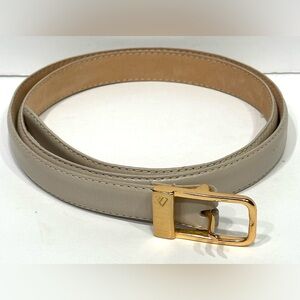 Liz Claiborne Ivory/Tan Bonded Leather Belt Women's Size Large 36" Skinny